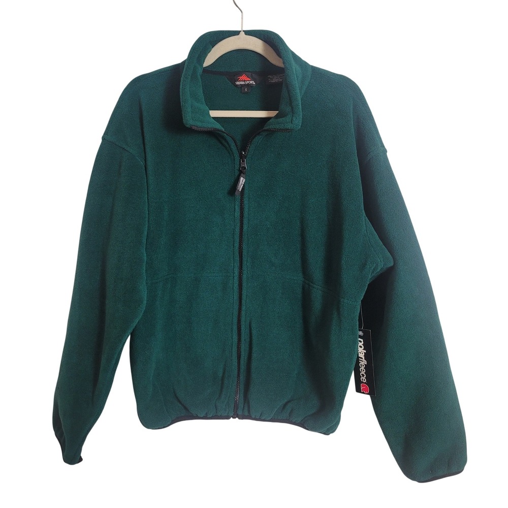 Sierra Sport Vintage Men Polarfleece Full Zip Jacket‎ Forest Green S Deadstock